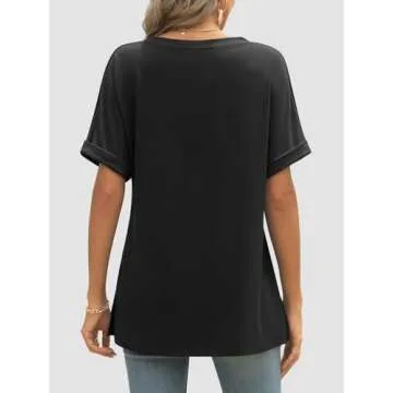 ATHMILE Women's V Neck Casual Tunic Summer Tops