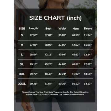 ATHMILE Women's V Neck Casual Tunic Summer Tops