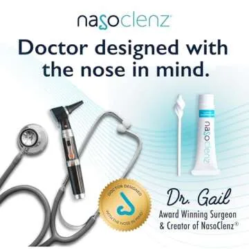 NasoClenz Nasal Cleansing Kit – Gentle, Washable Wand & Antiseptic Gel, Nose Cleaner Reduces Germs & Nasal Moisturizer for Fast Dry Nose & Allergy Relief (Unscented 4 Count, up to 50 uses)