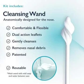 NasoClenz Nasal Cleansing Kit – Gentle, Washable Wand & Antiseptic Gel, Nose Cleaner Reduces Germs & Nasal Moisturizer for Fast Dry Nose & Allergy Relief (Unscented 4 Count, up to 50 uses)