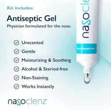 NasoClenz Nasal Cleansing Kit – Gentle, Washable Wand & Antiseptic Gel, Nose Cleaner Reduces Germs & Nasal Moisturizer for Fast Dry Nose & Allergy Relief (Unscented 4 Count, up to 50 uses)