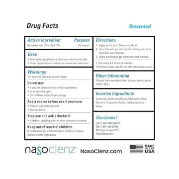 NasoClenz Nasal Cleansing Kit – Gentle, Washable Wand & Antiseptic Gel, Nose Cleaner Reduces Germs & Nasal Moisturizer for Fast Dry Nose & Allergy Relief (Unscented 4 Count, up to 50 uses)