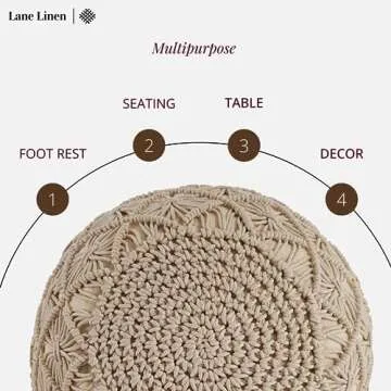 Stylish Lane Linen Hand Knitted Pouf Ottoman for Home