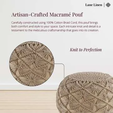 Stylish Lane Linen Hand Knitted Pouf Ottoman for Home