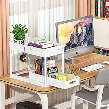 PUILUO Under Sink Organizer 2-Tier Sliding Basket Storage