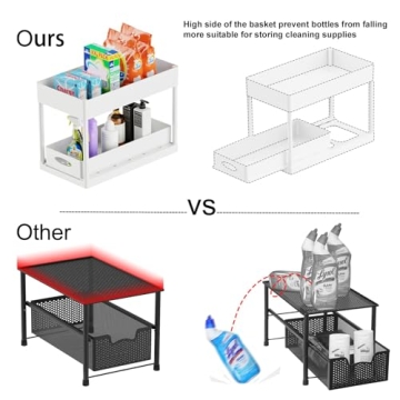 PUILUO Under Sink Organizer 2-Tier Sliding Basket Storage