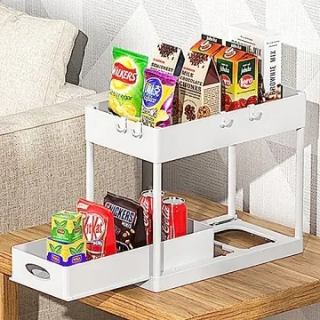 PUILUO Under Sink Organizer 2-Tier Sliding Basket Storage
