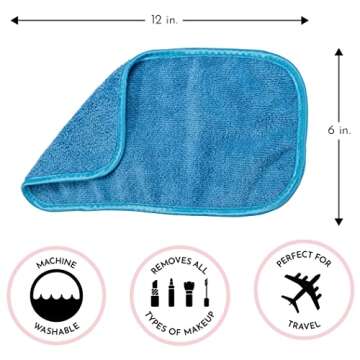 S&T INC. Makeup Remover Wipes for Skin Care, Reusable Makeup Wipes or Face Towels, Travel Essentials, Assorted Colors, 6 In. by 12 In., 5PK