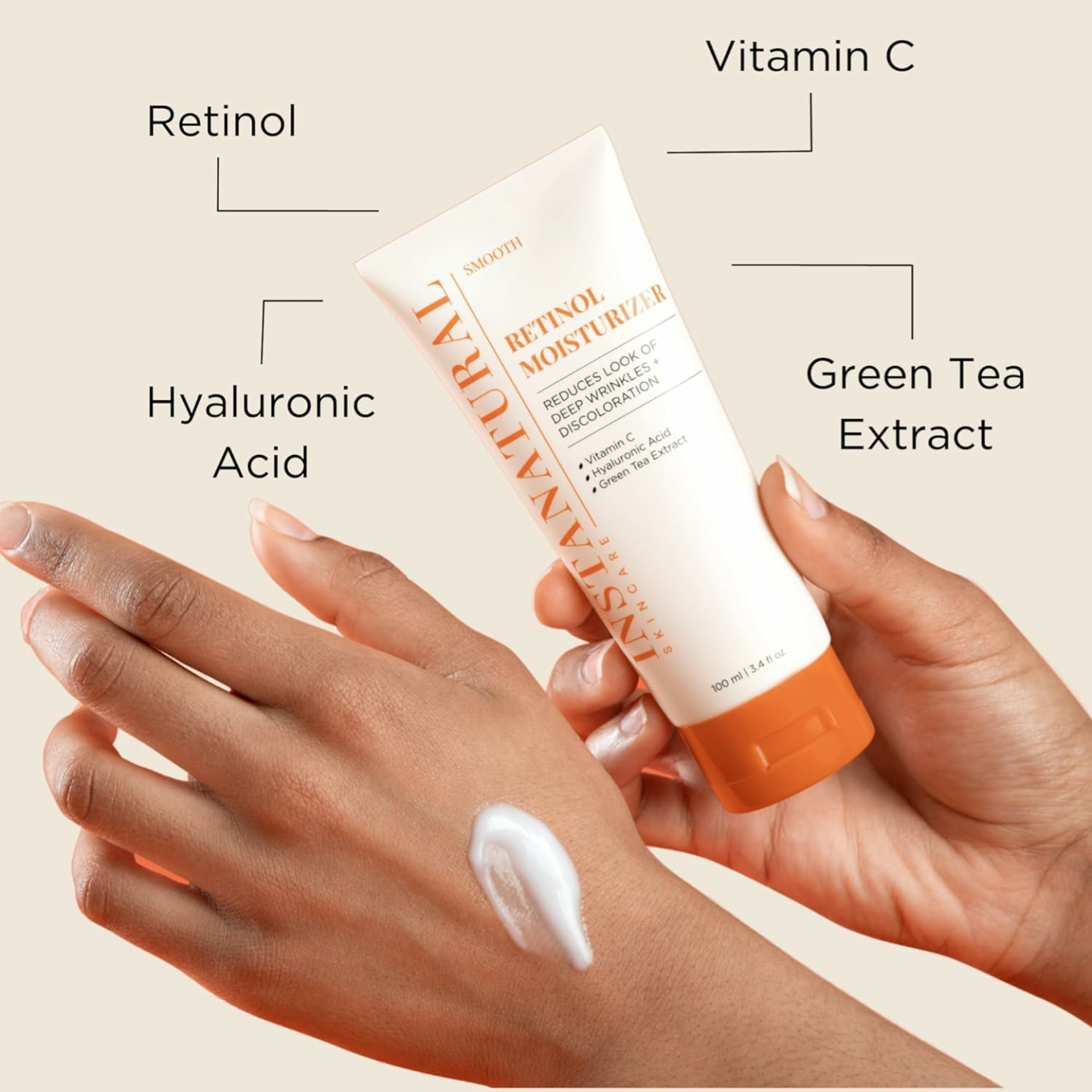 InstaNatural Retinol Moisturizer - Anti-Aging Cream 3.4 Oz