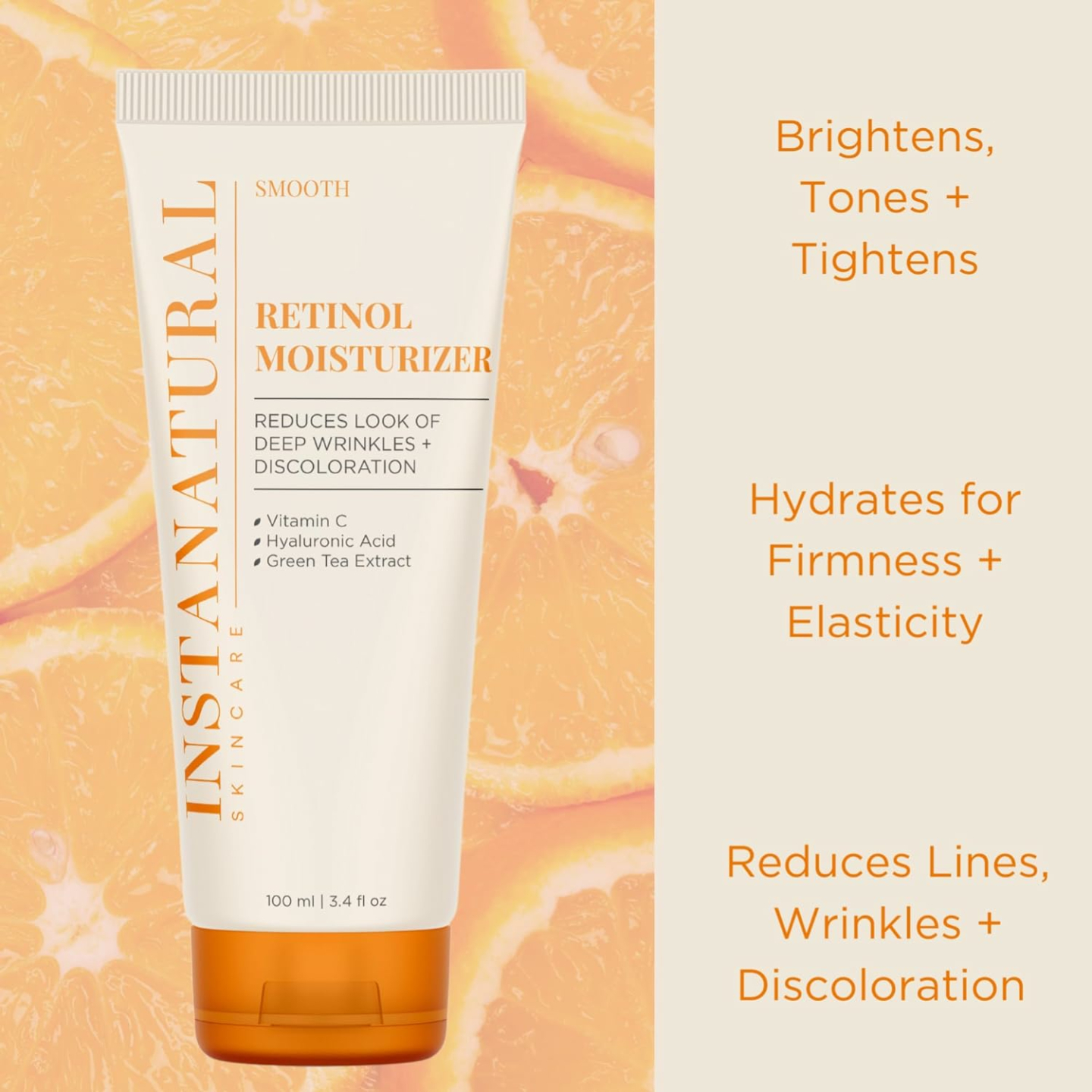 InstaNatural Retinol Moisturizer - Anti-Aging Cream 3.4 Oz