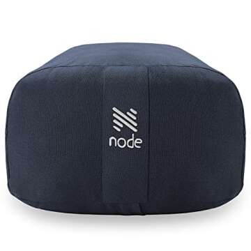 Node Fitness Yoga Meditation Cushion, 25" x 12" Rectangular Bolster with Organic Cotton Cover - Blue