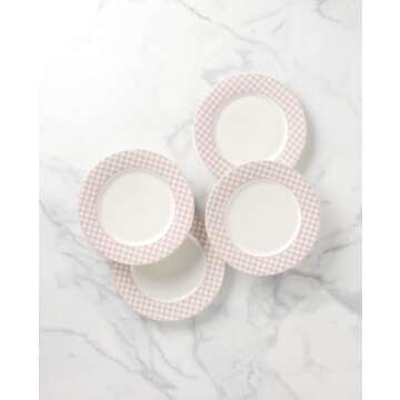 Lenox Pink Gingham Dinner Plates Set of 4 for Delightful Dining