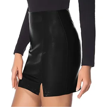 MANGOPOP High Waist Faux Leather Pencil Skirt