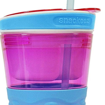 Snackeez Travel Snack & Drink Cup with Straw, Pink, Large (Pack of 1)