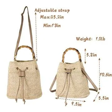 Hirooms Summer Straw Woven Beach Bag for Women