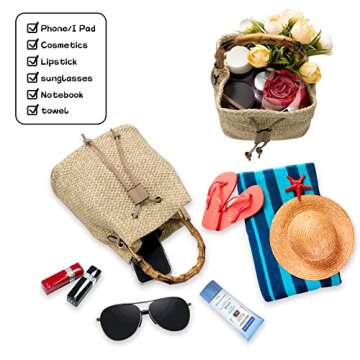 Hirooms Summer Straw Woven Beach Bag for Women