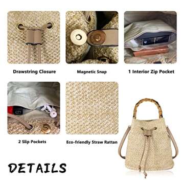 Hirooms Summer Straw Woven Beach Bag for Women