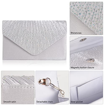 BBjinronjy Silver Evening Clutch Purse for Women