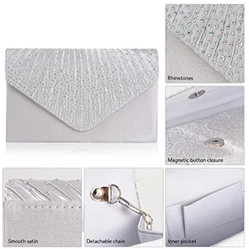 BBjinronjy Silver Evening Clutch Purse for Women