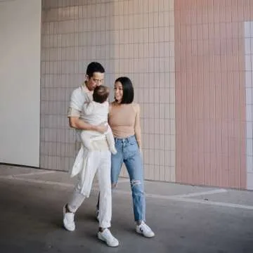 mushie Baby Wrap Carrier | 100% Organic Cotton | Infant Sling for Newborn and Babies 8-35 lbs (Tradewinds)