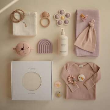 mushie Baby Wrap Carrier | 100% Organic Cotton | Infant Sling for Newborn and Babies 8-35 lbs (Tradewinds)