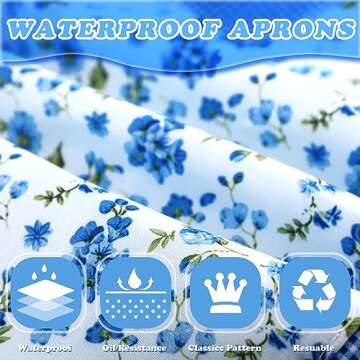 Zhanmai 3 Pcs Women Floral Aprons with Pocket Soft Kitchen Chef Aprons for Women Cooking Gardening(Floral)