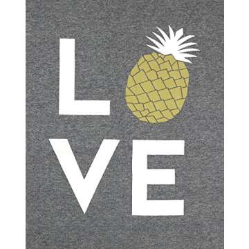 Women Love Pineapple Letters Print Funny T-Shirt Casual Short Sleeve Blouse Tees Size S (Gray1)