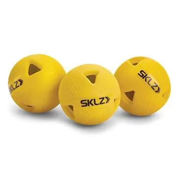 SKLZ Premium Impact Limited-Flight Training Baseballs, 6-Pack, High Visibility Yellow