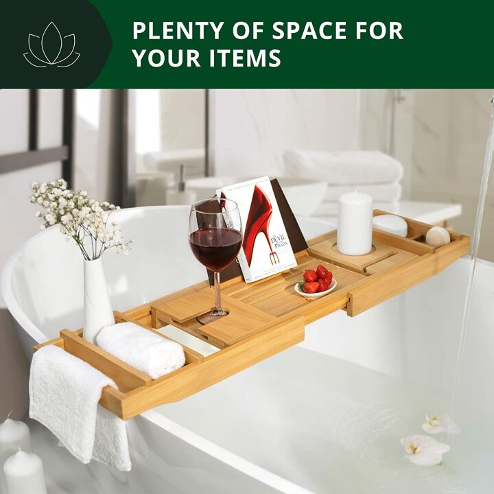 Luxury 1-2 Person Bathtub Caddy with Extending Sides