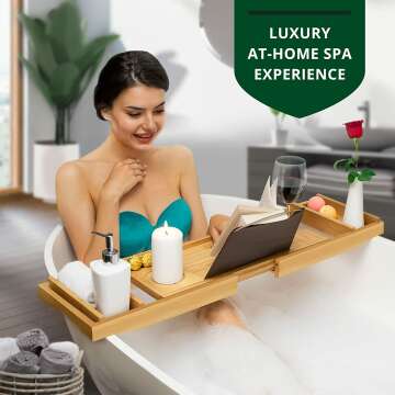 Luxury 1-2 Person Bathtub Caddy with Extending Sides