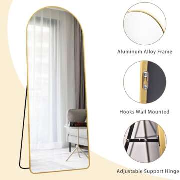 Stylish ZMYCZ Gold Arched Full Length Mirror - 71" x 30"