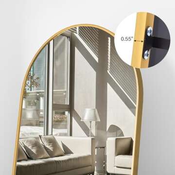 Stylish ZMYCZ Gold Arched Full Length Mirror - 71" x 30"