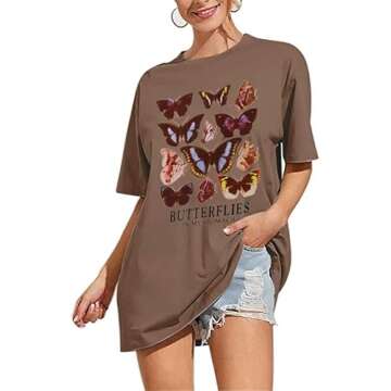 Meladyan Women’s Oversize Graphic Printed Loose Tee Short Sleeve Round Neck Loose Tshirt Tops Brow...