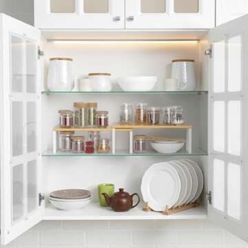 NEX Cabinet Shelf Organizer Set of 2 - Stackable Kitchen Storage Racks