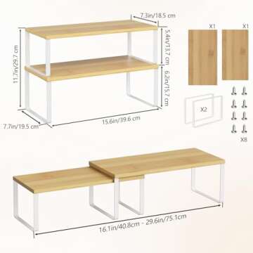 NEX Stackable Shelf Organizer Set - Kitchen Stylish Storage