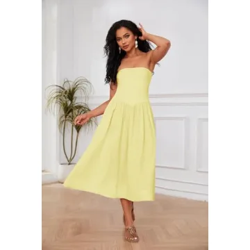 OLAPTA Strapless Maxi Dress with Pocket for Women