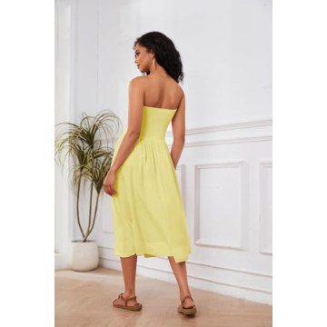 OLAPTA Strapless Maxi Dress with Pocket for Women