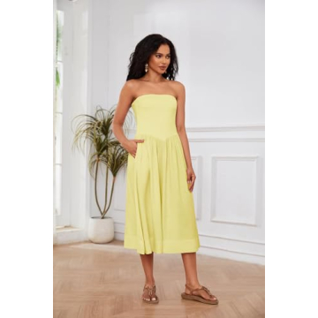 OLAPTA Strapless Maxi Dress with Pocket for Women