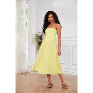 OLAPTA Strapless Maxi Dress with Pocket for Women