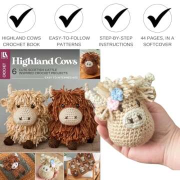 LEISURE ARTS Highland Cows Crochet Book – Amigurumi Patterns for All Skill Levels