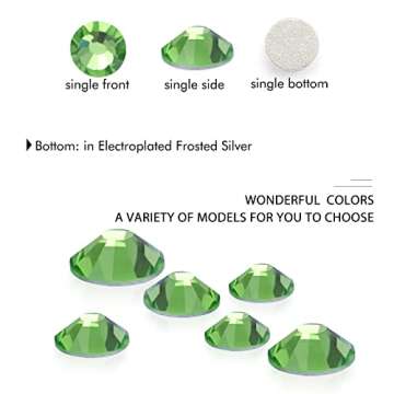 1440Pcs Light Green Crystal Rhinestones,Glass Flatback Rhinestones Gemstones Small for Nail Face Makeup Art Crafts Clothes Decoration - (SS6,2.0mm,Light Green)