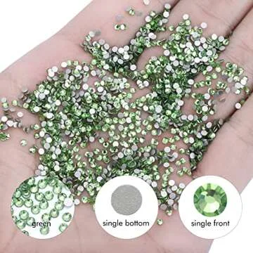 1440Pcs Light Green Crystal Rhinestones,Glass Flatback Rhinestones Gemstones Small for Nail Face Makeup Art Crafts Clothes Decoration - (SS6,2.0mm,Light Green)