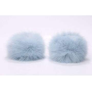 Lucky Leaf Women Winter Wrist Warmers Faux Fox Fur Soft Cuffs Band Ring for Cold Weather (C1-Light B...