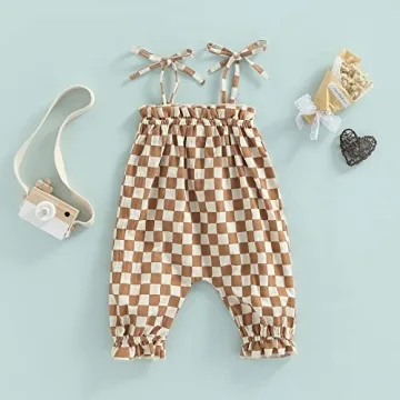 Stylish Baby Girl Checkerboard Jumpsuit for Summer Fun