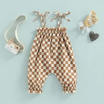 Stylish Baby Girl Checkerboard Jumpsuit for Summer Fun