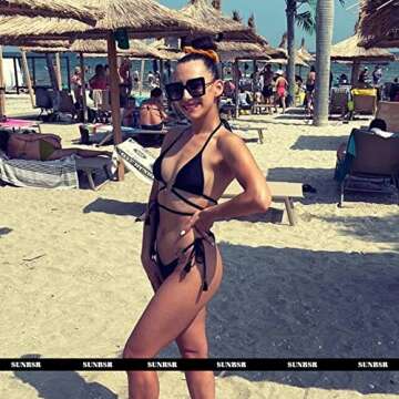 SUNBSR Fashion Oversized Square Sunglasses for Women Classic Big Frame Trendy Cute Cat Eye Style Sunnies (Black/Grey Gradient)