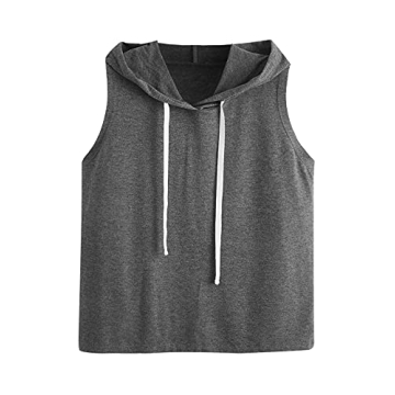 SweatyRocks Women's Summer Sleeveless Hooded Tank Top T-Shirt - Athletic Comfort with Stylish Design