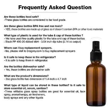 Nylea Small Glass Spray Bottles for Oil, Hair, Plants Water 2 oz | Empty Fine Mist and Refillable Mister Amber Mini Travel Size Bottle for Cleaning Solutions, Essential Oil Sprayer and Nozzle - 2 Pack