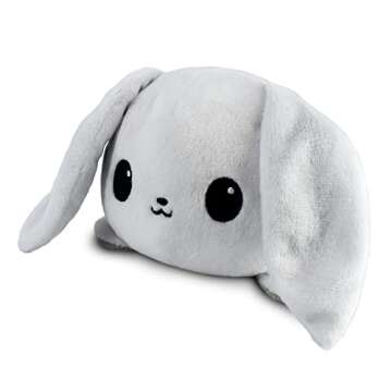 TeeTurtle - The Original Reversible Bunny Plushie - White + Gray - Cute Sensory Fidget Stuffed Anima...