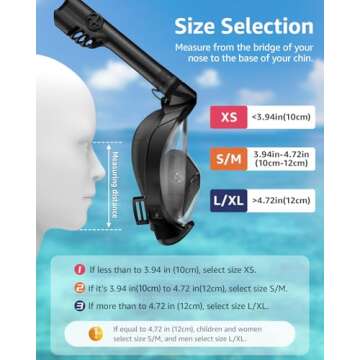 W WSTOO Full Face Snorkel Mask,Suitable for Beginners Dry Top Snorkeling Gear,Can Your Mouth or Nose to Breathe,180 Degrees Panoramic View,Anti-Fog Anti-Leak,Summer Travel and Vacationing Best Gifts